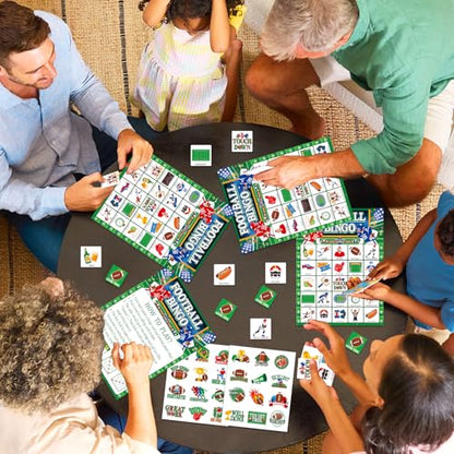 Lonfliness 39Pcs Football Bingo Game for Adults 24 Players American Football Bingo Game Cards with Reward Stickers for Family Friends Large Group Activities Sports Theme Birthday Party Favors - style: Football