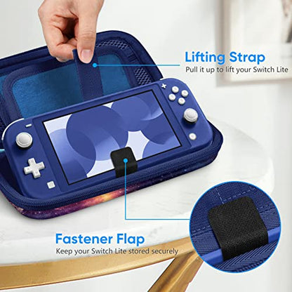 FINTIE Shockproof Carrying Case for Nintendo Switch Lite 2019 | Hard Shell Protective Cover, Portable Travel Storage Bag, Game Card / Micro SD Card Slots, Inner Pocket, Galaxy - color: galaxy