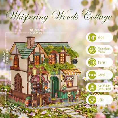 No Glue Needed DIY 3D Miniature House Kit for Adults | Beginner-Friendly,No Glue Snap-Fit Assembly,Atmospheric lighting,Step-by-Step Manual,Gift for for Family and Friends