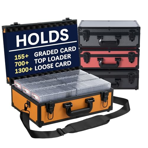 Graded Card Storage Box – Holds 155+ Graded Cards or 700+ Top Loaders - Aluminum Alloy Trading Cards Case, Sports Card Storage Box with Lock, Fits PSA, CSG, BGS (XL Orange) - color: Orange, size: XL-for Graded Cards