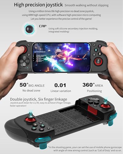 Joso Wireless Mobile Gaming Controller for iPhone/Android, Phone Controller Support Phone Case, Analog Trigger, Play Call of Duty, Genshin Impact, Minecraft, Roblox, Cloud Joystick for iOS Android
