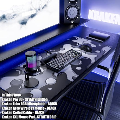Kraken Echo RGB USB Condenser Microphone for Gaming, Podcast & Streaming for PC, PS5, PS4, MAC, Laptops. Touch Mute - Gain Knob - Monitoring - Controllable RGB - PC Gaming Mic with Desk Stand (Black)