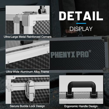 Phenyx Pro Large Size Carrying Case, Customizable Pre-Diced Foam, Aluminum Alloy Sturdy Build, Suitable for Wireless Mic System Storage & Camera Gear Transportation - size: Large (20.3×10×5.9 Inch)