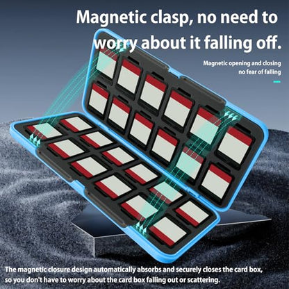 ONETIAOLONG Switch Game Case Holder for Switch 2 & OLED & Lite with 24 Cartridge Slots and 48 Micro SD Card Storage with Magnetic Closure,Protective Hard Shell and Soft Lining for Easy carrying - color: Sky Blue, style: 24-slots