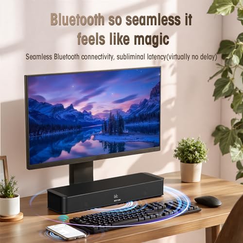 BESTISAN 2.1ch Sound Bar with Built-in Subwoofer, 100W Peak Power, HDMI ARC/Opt/AUX/USB/Bluetooth 5.3, 3 EQ Modes & Volume Boost, 16.5" All-in-One for TV/PC/Gaming/Projector - size: 16.5 inch