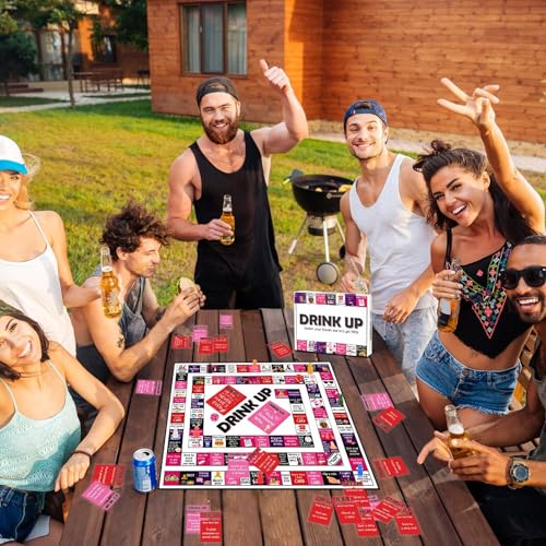 Drinking Board Games for Adults Waterproof Rubber Mat Drink Up Board Games Adult Tipsy Funny Party Interactive Drinking Games Ideal for Game Night Birthday Party Play, Age 21+, 2-8 Players