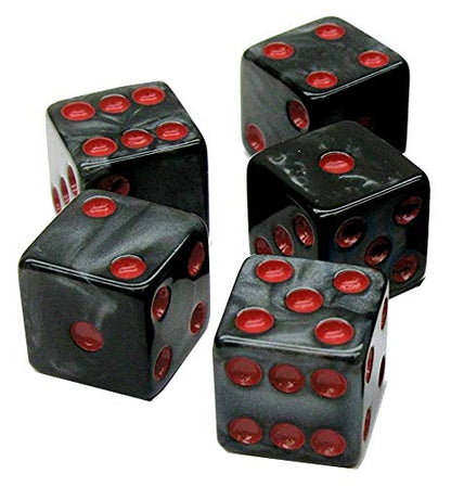 Cyber-Deals Set of 16mm Marbleized Dice and Black PU Leather, Velvet Lined Dice Cup with Storage Compartment (Gift Boxed) (Charcoal Dice, Black Lining Cup) - color: Charcoal Dice, Black Lining Cup