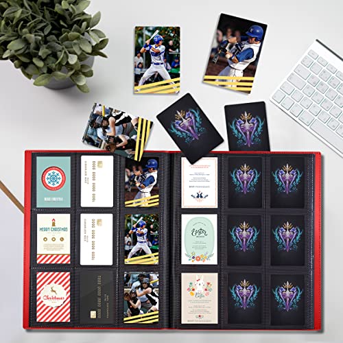 Upgraded 9 Pockets Trading Card Collection Binder, 360 Book Holder Album for Yugioh, MTG, TCG, Magic, Sports Cards - Red - color: Red