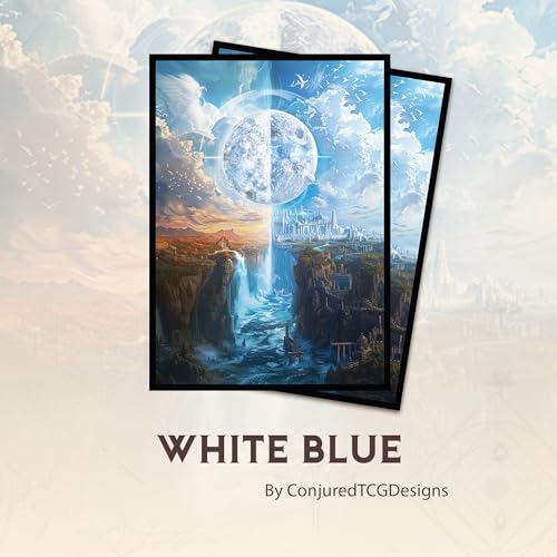 White Blue - MTG Card Sleeves, 104ct, Standard Size, Smooth | Perfect for Double Sleeving, Smudge Resistant Matte Back, Standard 66x92mm - Compatible with Magic The Gathering & TCG Cards - color: White Blue