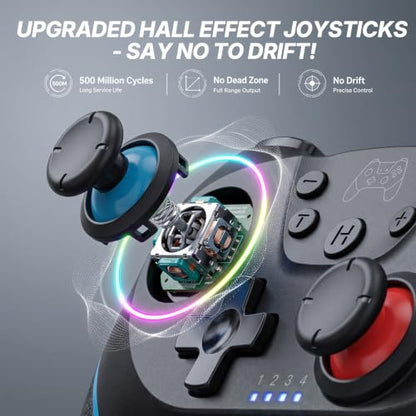 Diswoe Wireless Pro Controller for Switch 1/Switch 2/Lite/OLED/PC | Hall Effect Trigger & Joystick, Anti-Drift Remote with One-Key Wake-up, Zero Latency, Turbo, Dual Vibration, Ergonomic Design - color: black
