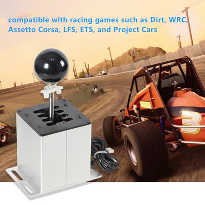 GSTP PC USB Simulator Shifter Compatible with G29 G27 G25 G920 T300RS/GT Steering Wheel Sequential H Gear Shifter Compatible with ATS ETS Dust WRC Sim Racing Games 7+R Silver