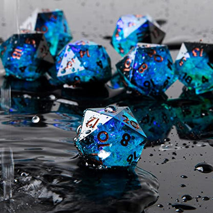 Single D20 Dice - 22mm, 20 Sided D&D Dice for Dungeons and Dragons, DND Dice with Resin Sharp Edge, Handmade Polyhedral for RPG, Roleplaying Games MTG Table Games(Blue Dark) - color: D20-blue Dark