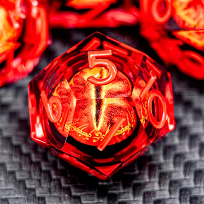 ARUOHHA DND Resin Dice Gazes Eye Dice Red Liquid Core Flaming RPG Sharp Edged Dice Set with Gift Box, Polyhedral D and D Dice Set Compatible with Dungeons Dragons Role Playing Game D20 D6 - color: Sl01-red