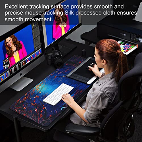 Large Gaming Mouse Pad with Stitched Edges,[27.5x11.8In] Extended Mouse Pad with Non-Slip Natural Rubber Base for Gamer/Desktop/Office/Home 70x30 Forest07 - color: 70x30 Forest07