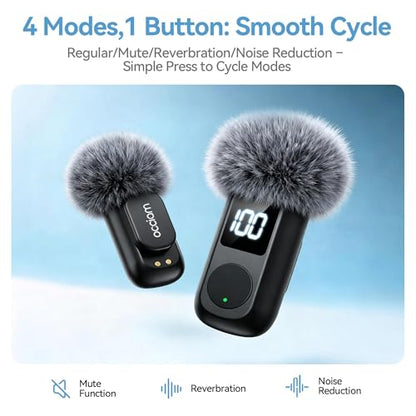 occiam Mini Lavalier Microphone for iPhone & Android Wireless Microphone | Noise Reduction Magnetic Mini Lapel Mic with 54H Charging Case for YouTube Podcast Tiktok Vlogging Video Recording Black