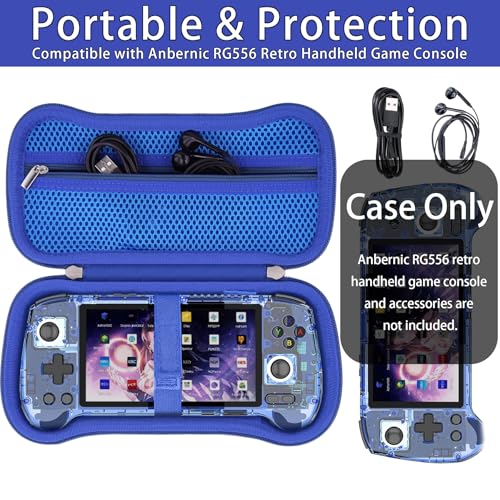 khanka Hard Travel Case Replacement for Anbernic RG556 Retro Handheld Game Console,Case Only. (Blue) | Hard Shell Protection, Smooth Zipper Opening, Secure Custom Fit, Travel-Ready Portable Storage, Protective Case Only - style: Blue