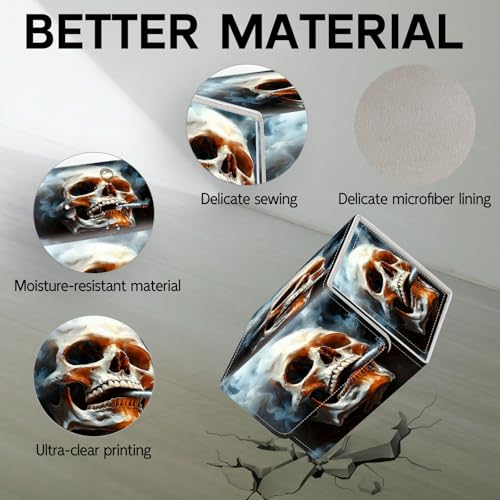 Trading Card Storage Box, Holds 100+ for MTG Cards, Premium PU Leather with Magnetic Closure, Skull Smoking A Cigarette Durable Deck Box for Magic the Gathering, Trading Card Games - color: Skull Smoking A Cigarette
