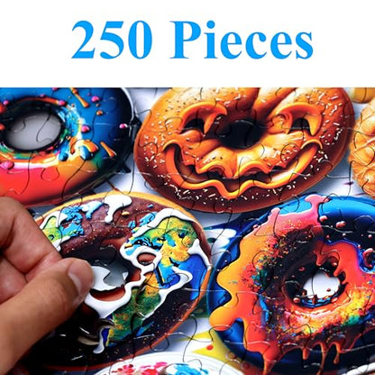 Think2Master Donuts 250 Pieces Jigsaw Puzzle. Perfect White Elephant Gag Gift. Fun Puzzle for Families. Great Gift for Adults and Teens. Size: 14.2” X 19.3” - style: Delicious Donuts