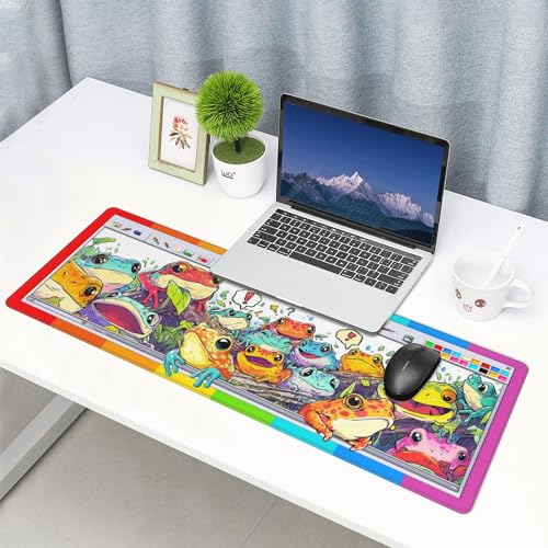 Frogs Gaming Mouse Pad Extended Large Mouse Mat 31.5 X 11.8 Inch Nonslip Rubber Base Long Desk Pad Stitched Edges Mousepad Mice Pad for Office Home Game - color: Frogs