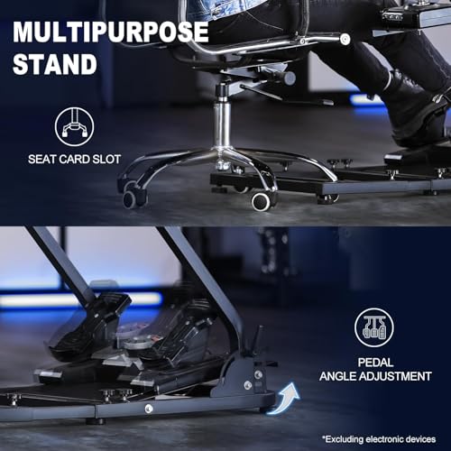 Marada Wheel Stand and Flight Sim Stand Compatible with Thrustmaster HOTAS WARTHOG, Logitech G25 G27 G29 G920 Adjustable Foldable Wheels,Pedals,Throttle,Joystick not Included