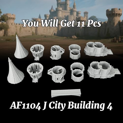 RPG Terrain TTRPG Gothic Sky-Bridge - 25mm Scale Unpainted Twin Spires with Connective Archway, Massive Stone Tower Scenery for Dungeons and Dragons & Wargame - City Building 4 (AF1104 J) - color: Af1104 J City Building 4