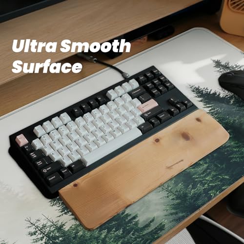 Gaming Mouse Pad with Anti-Slip Rubber Base, Extended Large Computer Mouse Mat with Stitched Edges, Long XL Anime Mousepad for Laptop and Keyboard, 31.5 x 11.8 inch (Forest Tree) - color: Forest Tree