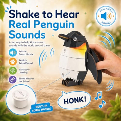 MierEdu Build 'N' Sound 3D Puzzle for Kids, Animal Puzzle with Sound Module, Educational STEM Craft Kit, FSC Paper Model Building Toy Gift for Ages 6+