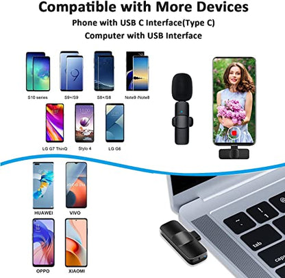 MAYBESTA Wireless Lavalier Lapel Microphone for iPhone Android Phone Laptop - Bluetooth Mini Mic with USB C Interface for YouTube Tiktok Video Recording Interview Podcast Vlog