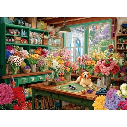 300 Large Piece Puzzles for Adults,Fun Cute Puppy Jigsaw Puzzle for Seniors | Flower Arranger's Shed Puzzle,Interlock Perfectly Letter on Back No Dust,Challenging Activity Games Puzzle Gifs(20.5 x 15 in) - style: dog
