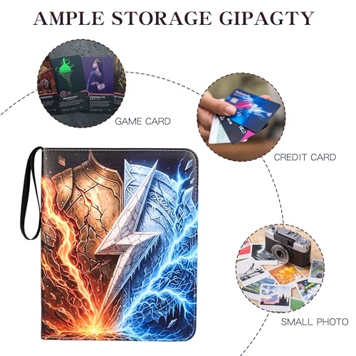 Trading Card Binder 9 Pocket, 900 Pocket Card Holder with 50 Removable Sleeves,PU Waterproof Card Book,3-Ring Zipper Collectible Trading Card Album for Adult Gift (Blue-1) - color: Blue-1, size: 9 Pocket, 900 Cards