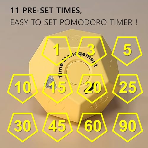 Cube Pomodoro Timer - Flip to Start Countdown, Rechargeable Mini Productivity Timer for Study, Office, 11 Preset Times, Silent/Vibration, Time Management Tool for Kids & ADHD (Yellow) - color: Honey Yellow