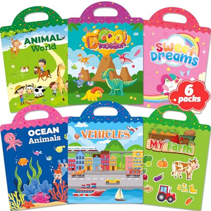 Walenced Reusable Sticker Book for Toddlers, Travel Stickers for Kids, Toddler Craft Activities Toys, Birthday Gifts for Boys & Girls - style: Collection