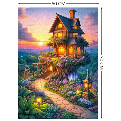 Puzzles for Adults 1000 Pieces, Jigsaw Puzzle for Adults, Fun Challenging Puzzle, Fairytale Tree House Puzzles, Interlock Perfectly No Dust, Gifts for Friends Teacher Father's Day - color: Magic Tree House