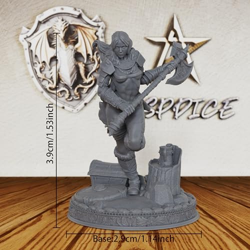 DND Minis for Miniature Game & Fantasy Role Playing - Tabletop Unpainted Miniatures for Dungeon Masters, 28mm Scale TTRPG Accessory Figure with Scenic Base - Angry Barbarian (AS212)