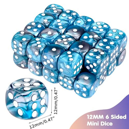 36 Pieces 12mm 6 Sided Mini Dice Set,Two Colours D6 Game Dice Set,6 Sided Standard Game Dice for Board Games Dice Games Classroom Teaching Dices Game,with Portable Gaming Box(Blue & Silver) - color: D6-blue & Silver
