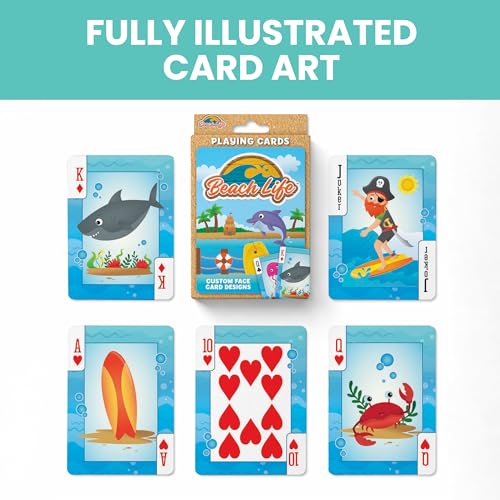 Masterpieces Beach Life Themed Cards - 54 Card Deck, Novelty Design for Adults & Unisex, Multi-Color, Nature Theme - style: Beach Life