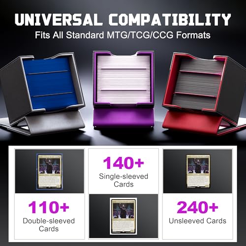 Kabinka MTG Deck Box with Window, Commander Deck Box for Trading Cards, Holds 110+ Double Sleeved Cards, Fits TCG CCG EDH (Black Purple) - color: Black Purple