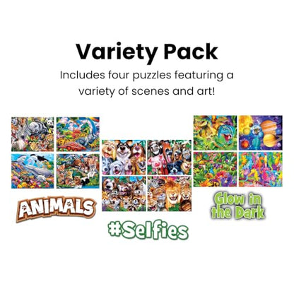 MasterPieces – Jigsaw Puzzle Set for Kids 6+ Years, 4-Pack of 100 Pieces, Educational and Fun Game, Frosty the Snowman Collection, Gift Idea for Children, 8" x 10" - style: Frosty the Snowman