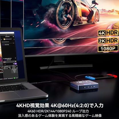 4K@60Hz HDMI Capture Card, USB3.0 Game Capture Video, 4K@60FPS HD Recording, High-Speed Data Transfer, Game Capture,Video Capture Applicable for Live Streaming, Screen Sharing
