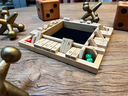 WE Games Shut The Box Wooden Board Game - Classic 4 Player Table Top Math Dice Game, Natural Wood, 8.5 in. Travel Size, 10 Numbers, for Families and Adults (Pack of 2) - color: Natural Wood, size: 8.5 x 8.5 x 1.25 in. (Pack of 2)
