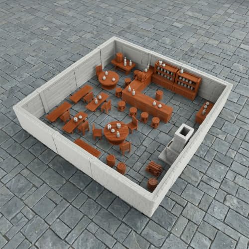 RPG Terrain Building Fantasy Tabletop Game Scenery Medieval Tavern AF1192A | Unpainted 25mm 1:64 Scale Dungeon Walls TTRPG Buildings Accessory, Fantasy Role Playing Game Terrain for Adults Bundle - color: Af1192a Medieval Tavern