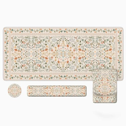 iLeadon Ergonomic Mouse Pad with Wrist Rest, Beige Desk Mat Set | Non Slip Mouse and Keyboard Pad, Cute Desk Pad Mat Sets, Extra Large Desk Cover Mat with Coaster for Women Home Office - color: Beige