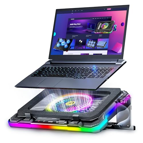 AICHESON Gaming Laptop Cooling Pad with Full RGB Lights, Powerful Cooler Fan Stand for 15-19 inch Gamer Laptops and PC Computers - color: 5V
