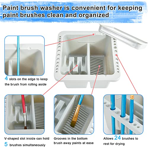 MyLifeUNIT Paint Brush Cleaner, Paint Brush Holder and Organizers for Acrylic, Watercolor, and Water-Based Paints (Grey) - color: Grey