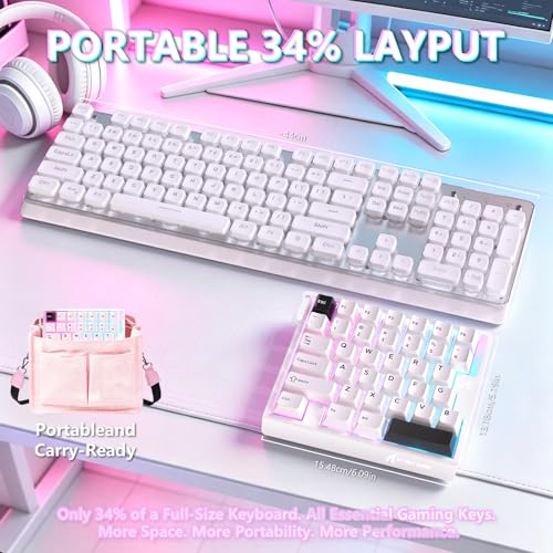 ATTACK SHARK M36 HE One-Handed Magnetic Switch Keyboard, 8000Hz Polling, Hot-Swappable, High-Precision 0.01mm, 36 Keys Wired Keypad with RGB Backlit, C01 Ultra Led Aviator Cable-Star White - color: Starlight White