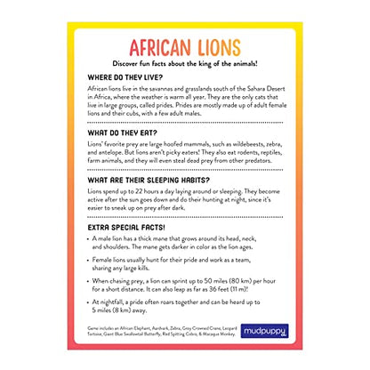 Lion's Safari Search Cooperative Game from Mudpuppy - Memory Matching Game with 1 Game Board, 1 Lion Mat, 1 Sun Token, 20 Grass Shaped Tiles & Fun Facts, Perfect for Family Game Night, 3+ - color: Lion Safari
