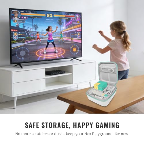 Travel Carry Case Compatible with Nex Playground Game System,Lithtweight Hard Shel lPortable Storage for Indoor Family Game Console HDMI & Power Cord, Remote