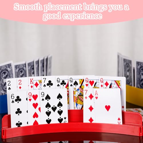 2 Packs of Double-Layer Card Holders，Playing Card Holder for Kids Adults Hands Free Card Holder for Family Card Game Nights Poker Parties - color: Red(2pack)