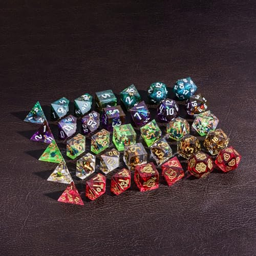 7PCS DND Dice Set,Handmade Sharp Edge Dice Set Mystery Blind Box D&D RPG Polyhedral Resin Dice,for Dungeons and Dragons TTRPG Games Roleplaying Games Pathfinder - color: Mystery Dice