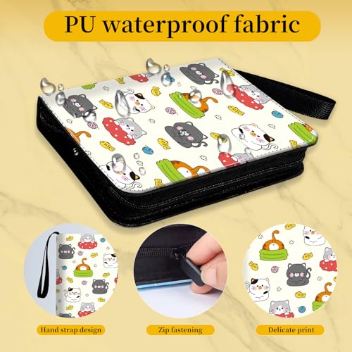 AXUASSILD 4 Pocket Card Binder, Premium Trading Card Holder Fits 400 Cards With 50 Removable Sleeves, Cute Portable Collection Card Ablum Holder Cute Colorful Cats - color: Cute Colorful Cats